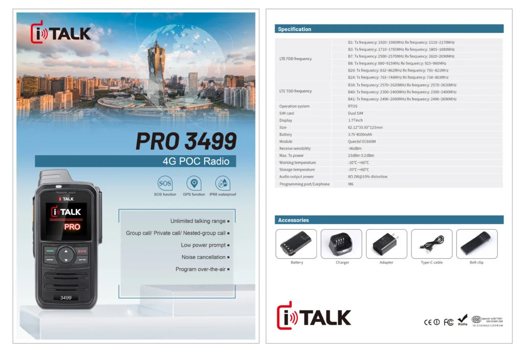 วิทยุสื่อสารใส่ซิม iTalk Pro 3499 - Image 2